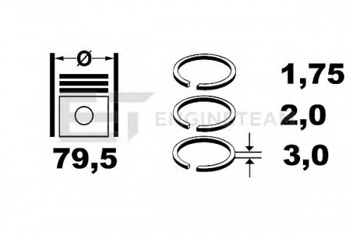Кольца поршневые VW 1.9-2.4 KS 0.50 (1цил) (80mm)