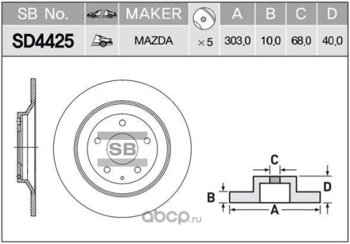 Диск торм MAZDA CX-5 KE/GH 11- задн SANGSIN