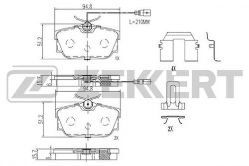 Колодки торм VW T4 96-03 зад 16" ZEKKERT GDB1326 (2датчика/+PFK427)