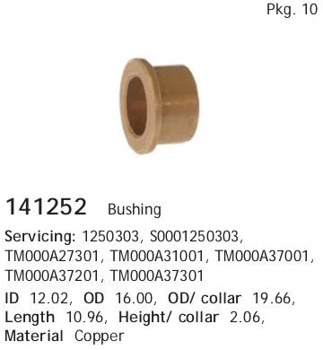 Детали стартера Втулка стартера 12.02x16x10.96 CARGO
