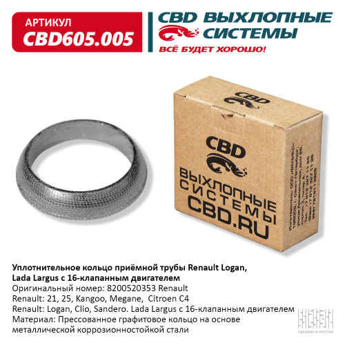 Прокладка глушителя RENAULT MEGANE II/LARGUS 16v CBD 256-304 (кольцо)