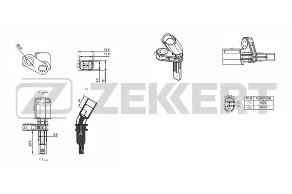 Датчик АБС VW T5 пер/зад лев ZEKKERT