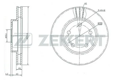 Диск торм TOYOTA CARINA E пер ZEKKERT (25mm)
