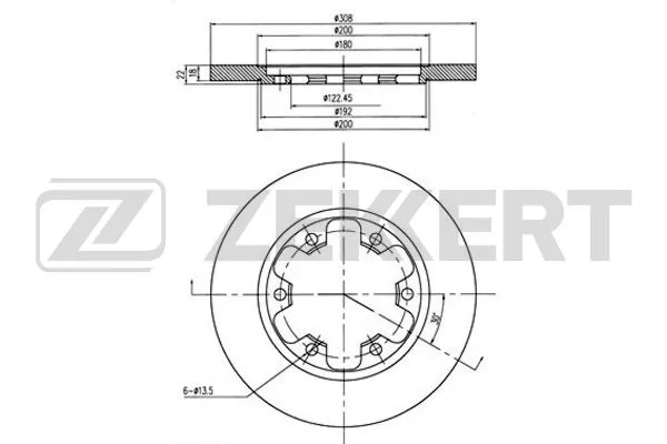 Диск торм FORD TRANSIT 14- DRWD задн ZEKKERT