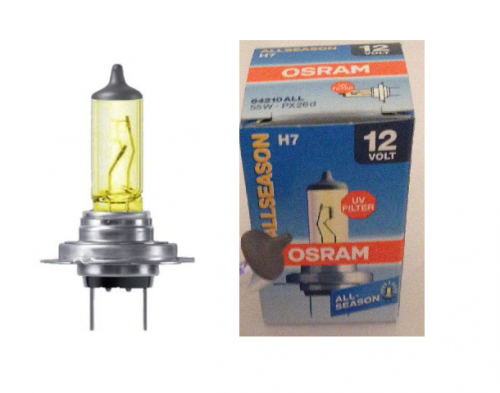 Автолампа H7 OSRAM (желтая всепогодная)