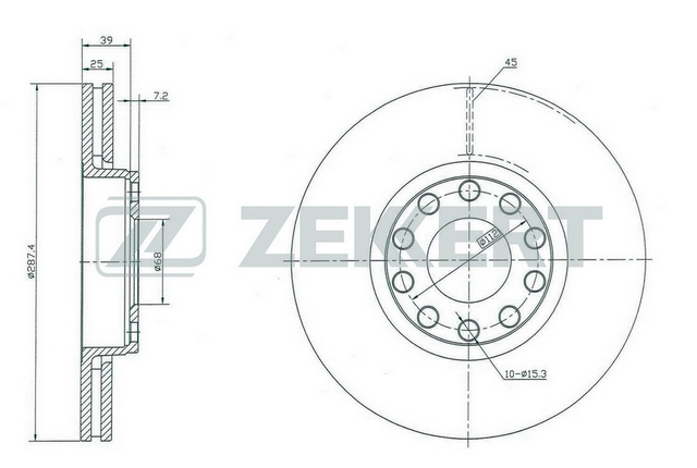 Диск торм VAG A4/A6/PASSAT B5 99- пер ZEKKERT