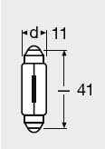 Автолампа C10W двухцокольная/41мм OSRAM