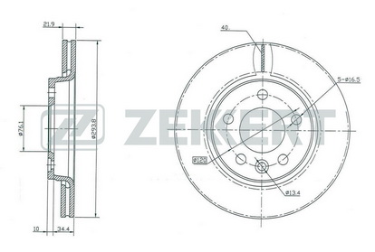 Диск торм VW T5 16" задн ZEKKERT DF4312