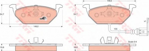 Колодки торм VW GOLF IV пер TRW GDB1386=GDB1658=GDB1357 (+датчик)