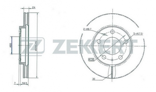 Диск торм FIAT DUCATO 02- (+RUS MAXI/16") пер ZEKKERT