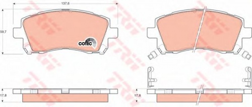 Колодки торм SUBARU FORESTER 97-02/IMPREZA 96-02/LEGACY 96-03 пер TRW GDB3217=265502