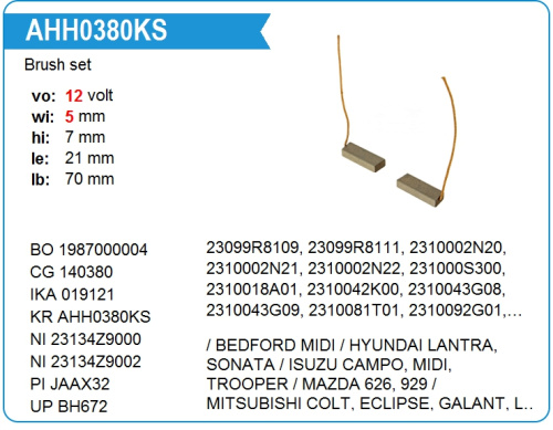 Детали Генератора Щетки генератора (5x7x20.5) KRAUF