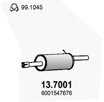 Глушитель RENAULT LOGAN зад часть ASSO 200-555=01344 (+911945)