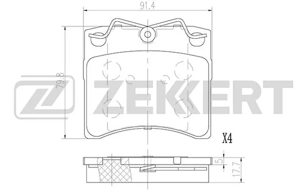 Колодки торм VW T4 пер 15" квадр ZEKKERT GDB791 (+PFK319)