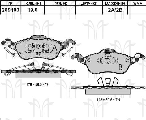 Колодки торм FORD FOCUS I пер RH GDB1358