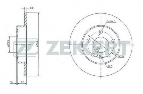 Диск торм OPEL ASTRA G/H/ZAFIRA зад ZEKKERT DF4051 (5болт)