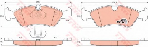 Колодки торм OPEL пер TRW GDB1300=GDB951=228610=228650=228630=028630