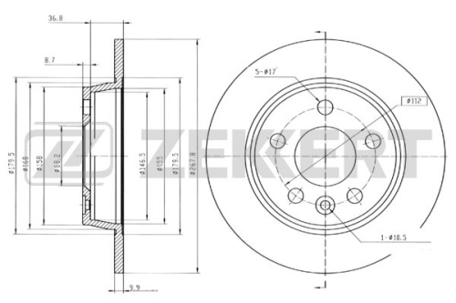 Диск торм VW SHARAN/GALAXY задн ZEKKERT DF2777