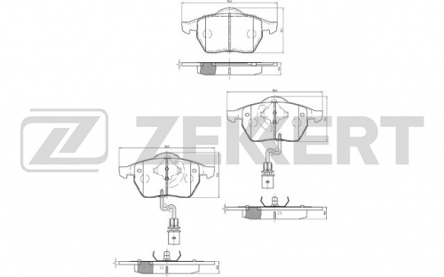 Колодки торм VAG PASSAT/A4/A6 пер ZEKKERT GDB1307 (овальная фишка датчика)
