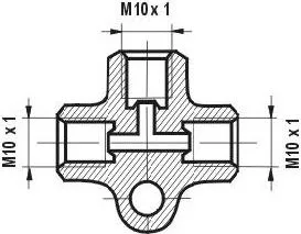 Штуцер трубки 5mm M10xM10xM10 тройник ШАГ 1