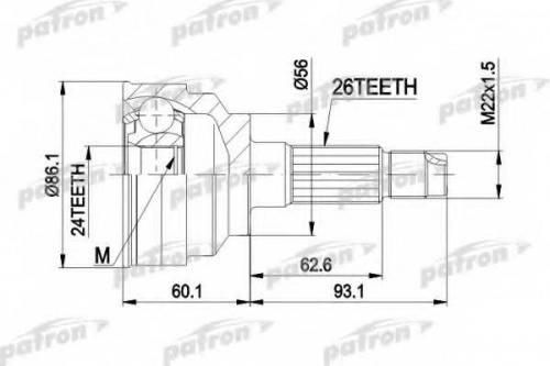 ШРУС MAZDA 323F 94- наружн PATRON (26x24xD:86.1)