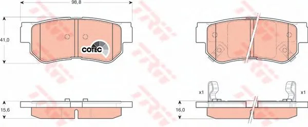 Колодки торм HYUNDAI GETZ зад JP GDB3284=GDB3432=274612=SP1117