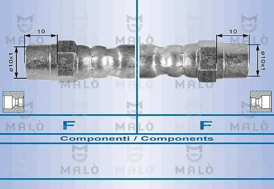 Шланг торм VAG T2/T3/T4/B3/G2/G3/AU80/AU100 зад MALO (внутр/внутр)(200mm)