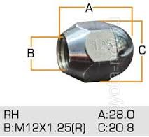 Гайка колесная NISSAN OE (m12x1.25/25/ключ 21)