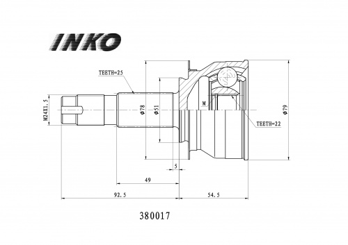 ШРУС CHEVROLET COBALT наружн МКПП INKO (25x22)