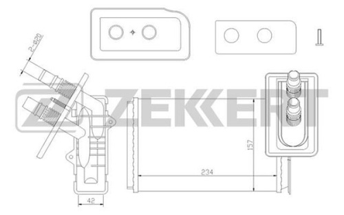 Радиатор отопителя RENAULT KANGOO 97-07 ZEKKERT