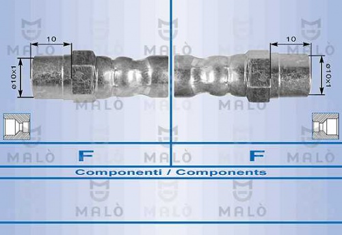 Шланг торм VAG T2/T3/T4/B3/G2/G3/AU80/AU100 зад MALO (внутр/внутр)(200mm)