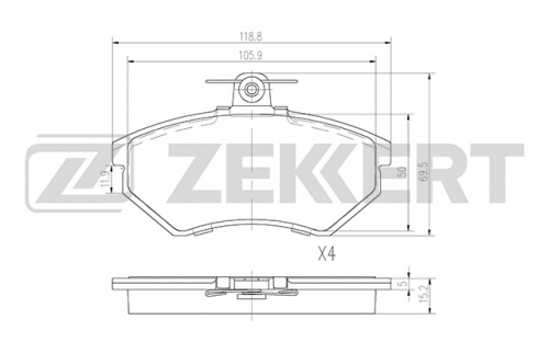 Колодки торм VW PASSAT B3 пер вент ZEKKERT GDB826