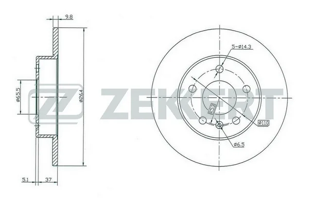 Диск торм OPEL ASTRA G/H/ZAFIRA зад ZEKKERT DF4051 (5болт)