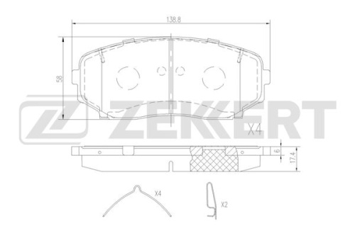 Колодки торм MAZDA CX-7/MITSUBISHI PAJERO SPORT III 15- пер ZEKKERT с оверстиями GDB3471