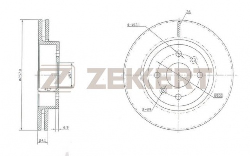 Диск торм KIA SPECTRA пер ZEKKERT DF7178