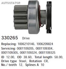 Бендикс стартера FORD TRANSIT 06-/PEUGEOT BOXER 06- 2.2 BOSCH 330265