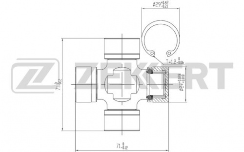 Крестовина кардана 27x71 FORD ZEKKERT GUF2771