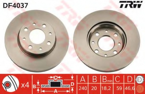 Диск торм FIAT ALBEA пер RH (240x20)