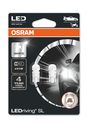 Автолампа LED W5W OSRAM (пара/6000K)