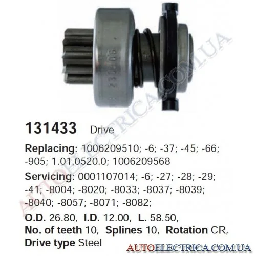 Бендикс стартера BOSCH 0520=1.01.0520.0