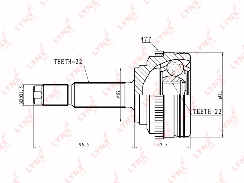 ШРУС CHEVROLET AVEO 1.4/1.2 84 л.с. наружн INKO (22x22)