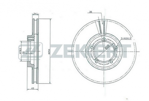 Диск торм FORD TRANSIT 91-00 14" пер ZEKKERT DF2786 (254x25.4)
