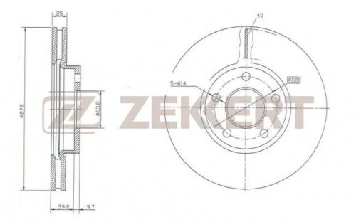 Диск торм FORD FOCUS II/III/C-MAX пер 15" ZEKKERT (278x25) DF4465