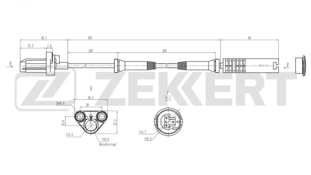 Датчик АБС BMW E39 пер ZEKKERT (серая фишка)