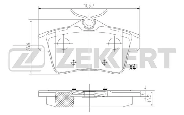 Колодки торм PEUGEOT 3008/C4 зад ZEKKERT GDB1828