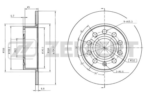 Диск торм VAG G5/G6/JETTA/OCTAVIA A5 зад ZEKKERT (253x10)