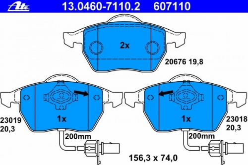 Колодки торм VAG PASSAT/A4/A6 пер ATE GDB1307 (овальная фишка датчика)