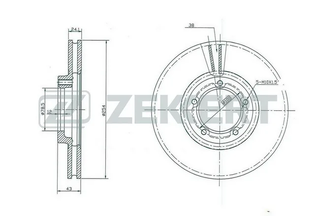 Диск торм FORD TRANSIT 91-00 14" пер ZEKKERT DF2786 (254x25.4)