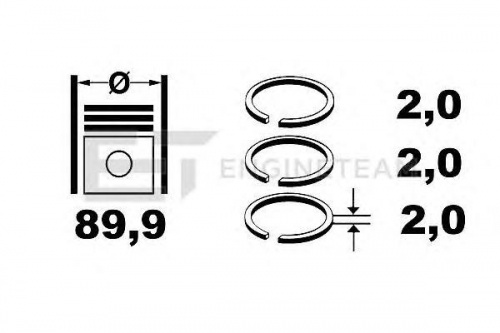 Кольца поршневые FORD TRANSIT 00-06- 2.4TDCi GOETZE (89.90mm/2.0x2.0x2.0)