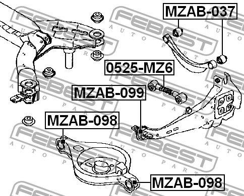 Сайлентблок рычага MAZDA 6 GG зад подв прод x5